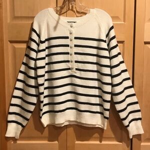 New BTFBM Striped Crew Neck Sweater - Black and White